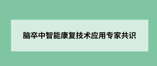 科技賦能，智領(lǐng)康復(fù)丨《腦卒中智能康復(fù)技術(shù)應(yīng)用專家共識(shí)》重磅發(fā)布！